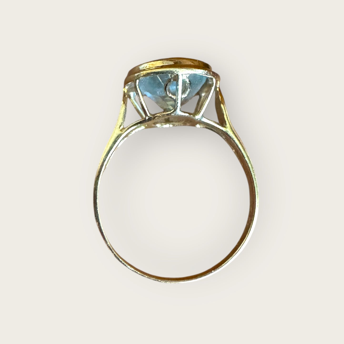 Natural Blue Topaz Oval Bezel-Set Ring in Solid 14K Gold – Size 7 | Private Collection