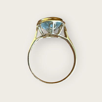 Natural Blue Topaz Oval Bezel-Set Ring in Solid 14K Gold – Size 7 | Private Collection