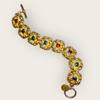 Anne Klein II Gold-Tone Panel Bracelet with Jewel Enamel