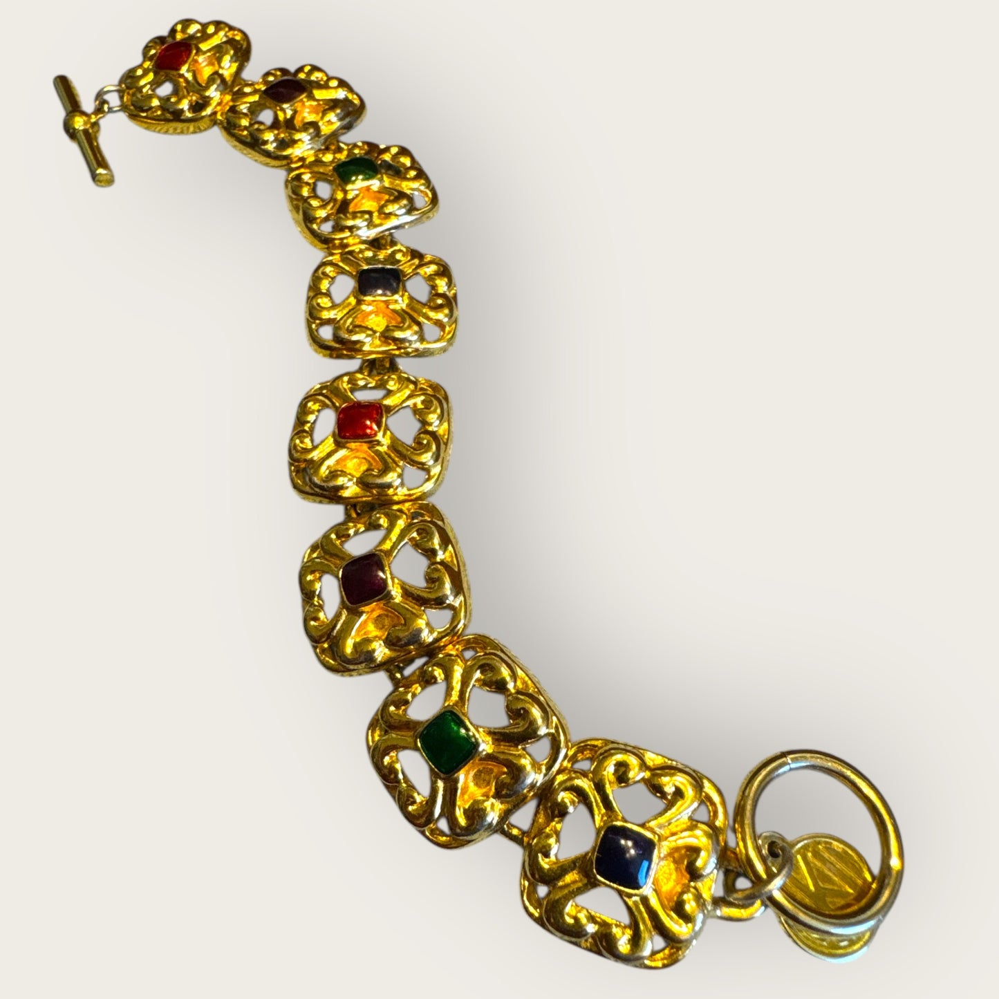 Anne Klein II Gold-Tone Panel Bracelet with Jewel Enamel