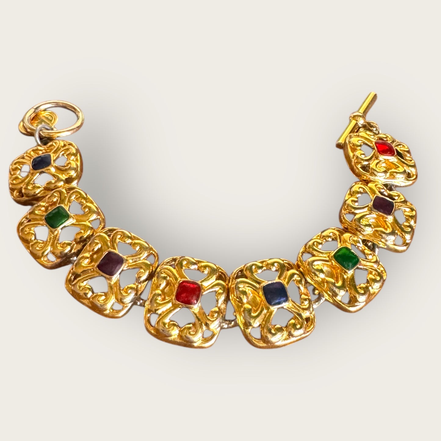 Anne Klein II Gold-Tone Panel Bracelet with Jewel Enamel