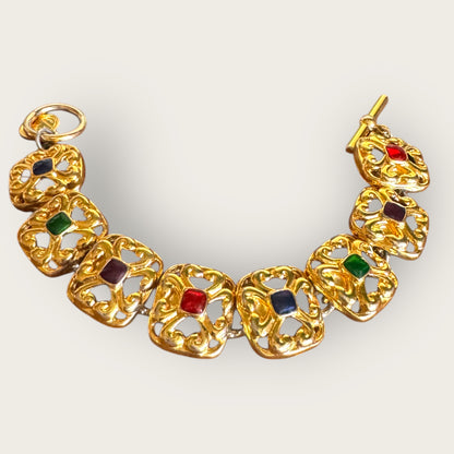 Anne Klein II Gold-Tone Panel Bracelet with Jewel Enamel