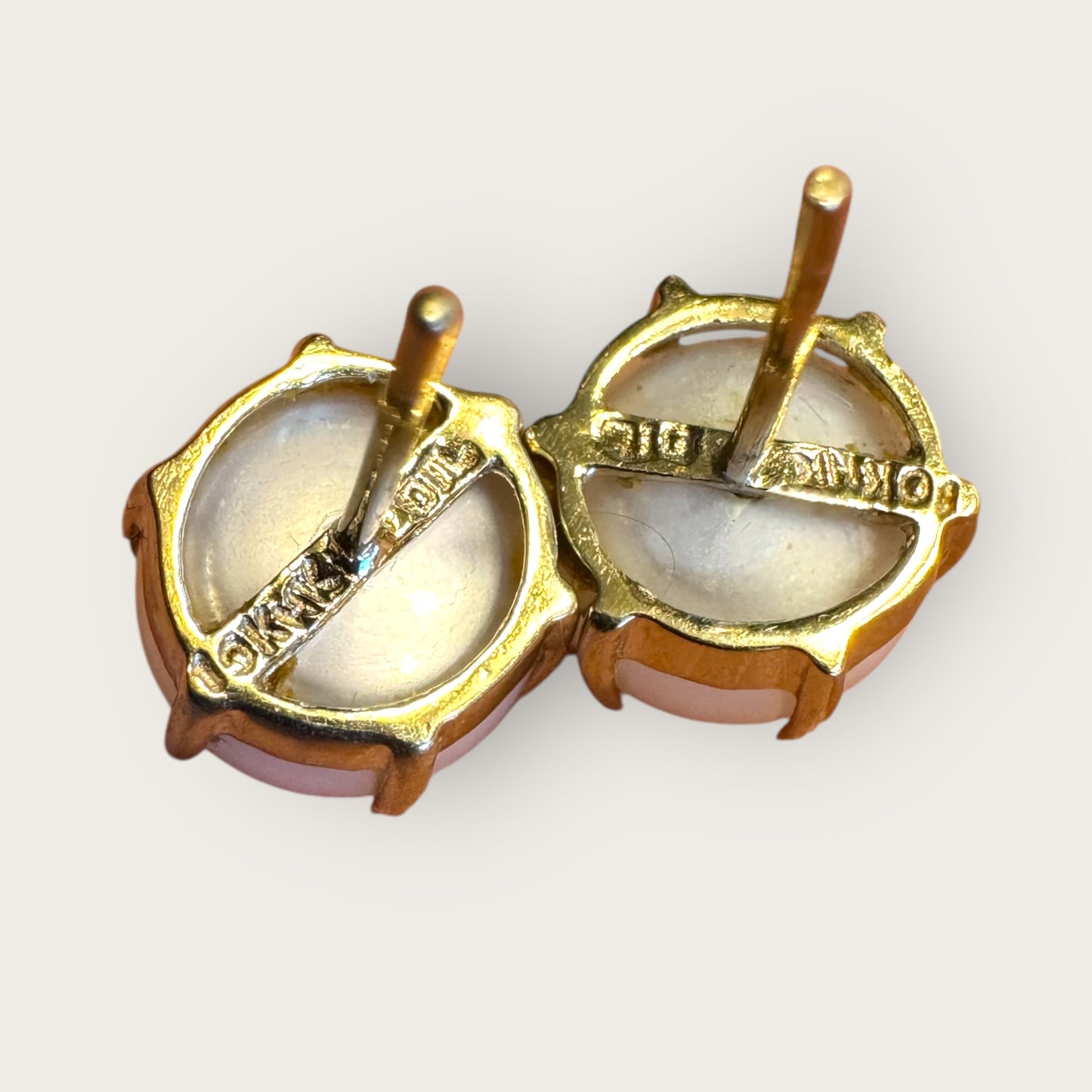 Vintage 10K Gold Natural Pearl Stud Earrings – 9mm
