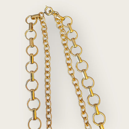 Signed Napier Victorian Revival Heraldic Medallion Necklace – Double Chain Statement Pendant