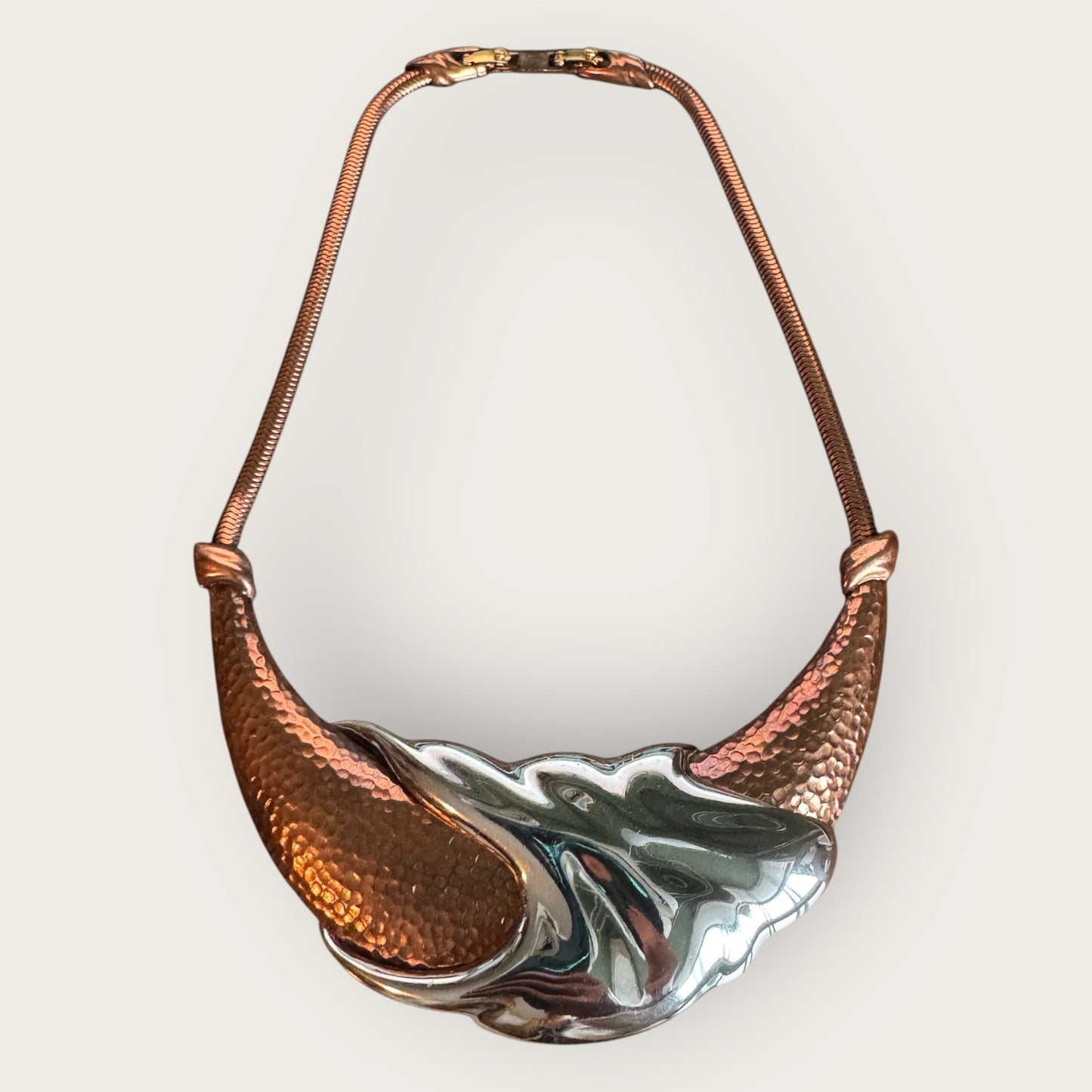 Vintage Monet Purée Mixed-Metal Sculptural Parure – Necklace, Hinged Cuff Bracelet, Earrings & Brooch – Runway Collector’s Suite