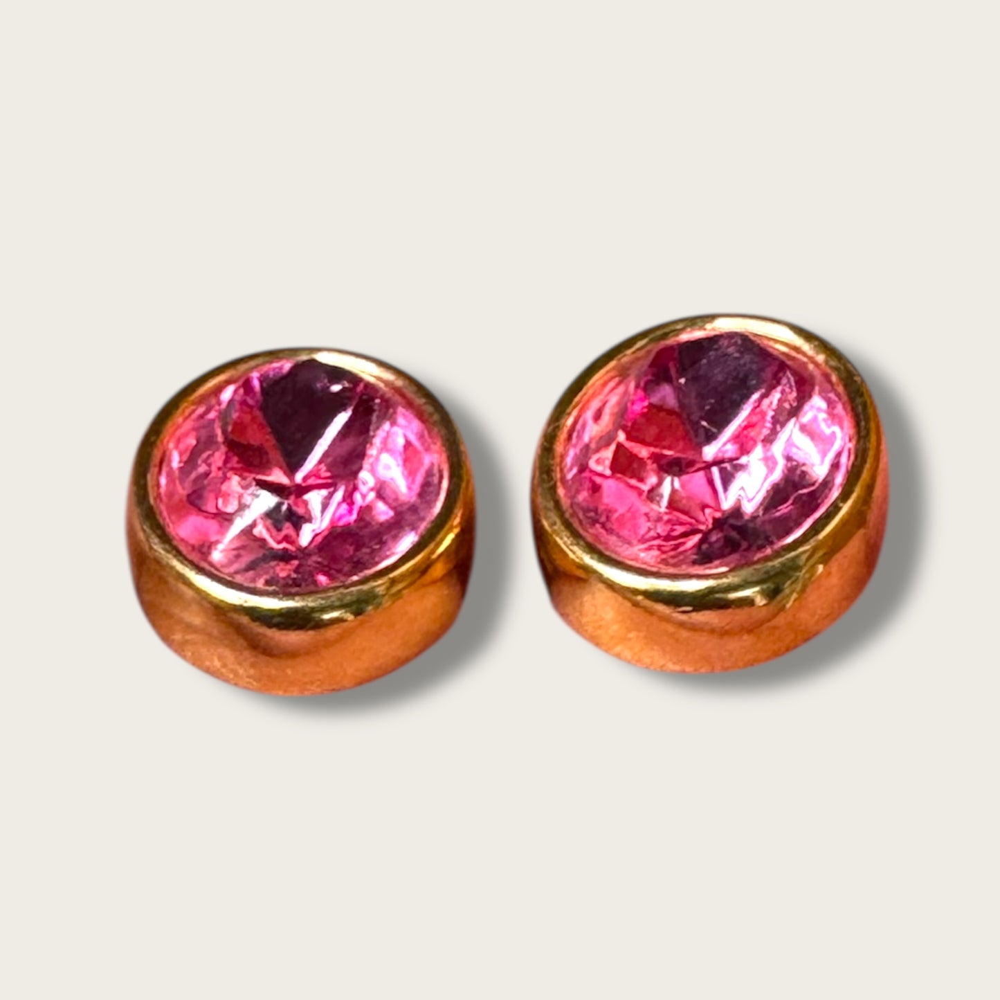 Vintage SAL Pink Oval Crystal Earrings – Swarovski America Ltd. Bezel-Set Gold Tone Studs