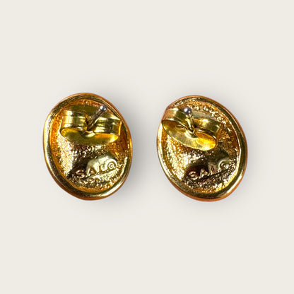 Vintage SAL Pink Oval Crystal Earrings – Swarovski America Ltd. Bezel-Set Gold Tone Studs