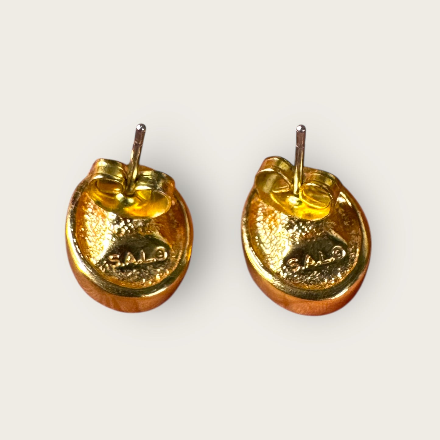 Vintage SAL Pink Oval Crystal Earrings – Swarovski America Ltd. Bezel-Set Gold Tone Studs