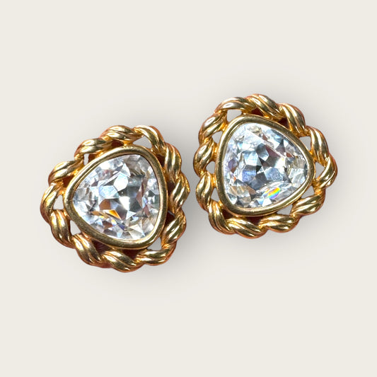 Vintage SAL Triangular Cushion-Cut Crystal Earrings – Estate Rope Frame Statement Design | Swarovski America Ltd.