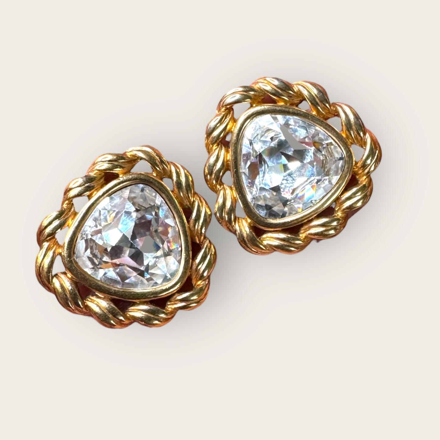 Vintage SAL Triangular Cushion-Cut Crystal Earrings – Estate Rope Frame Statement Design | Swarovski America Ltd.