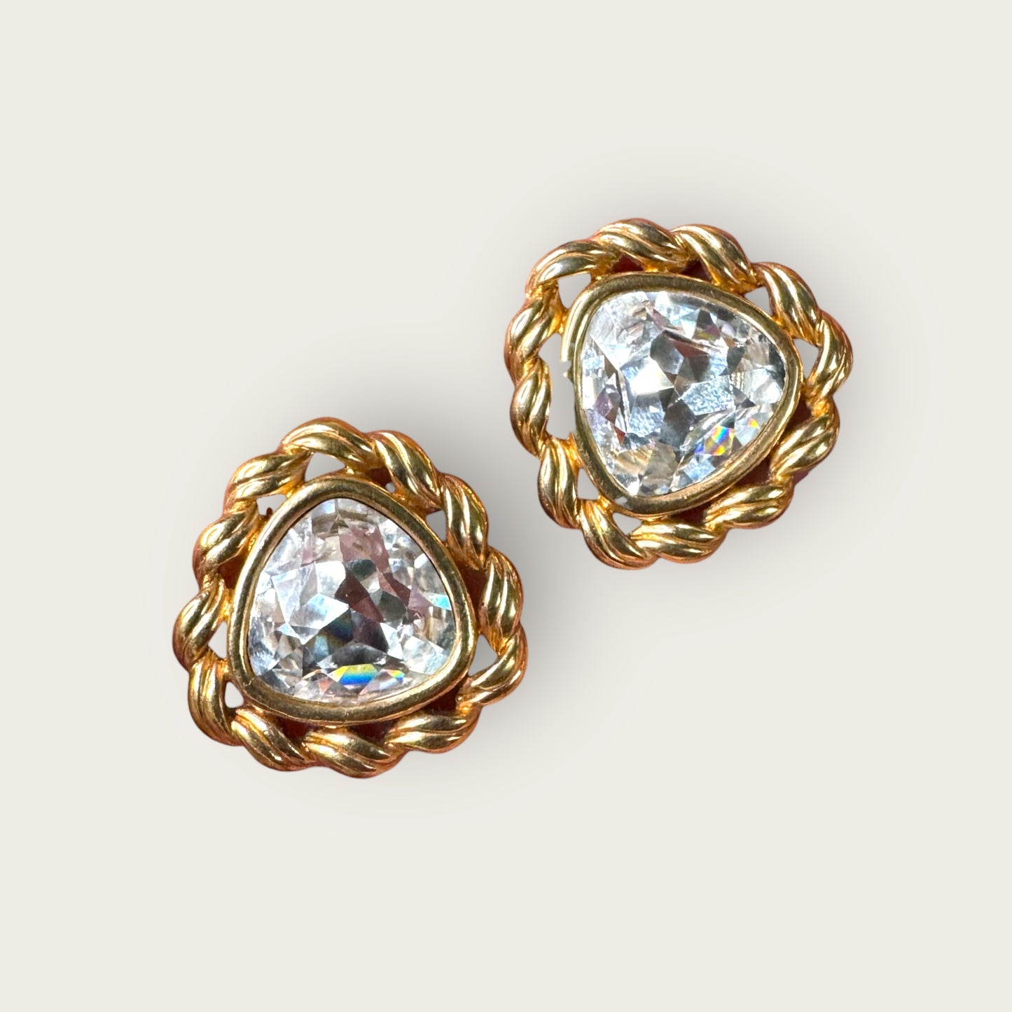 Vintage SAL Triangular Cushion-Cut Crystal Earrings – Estate Rope Frame Statement Design | Swarovski America Ltd.