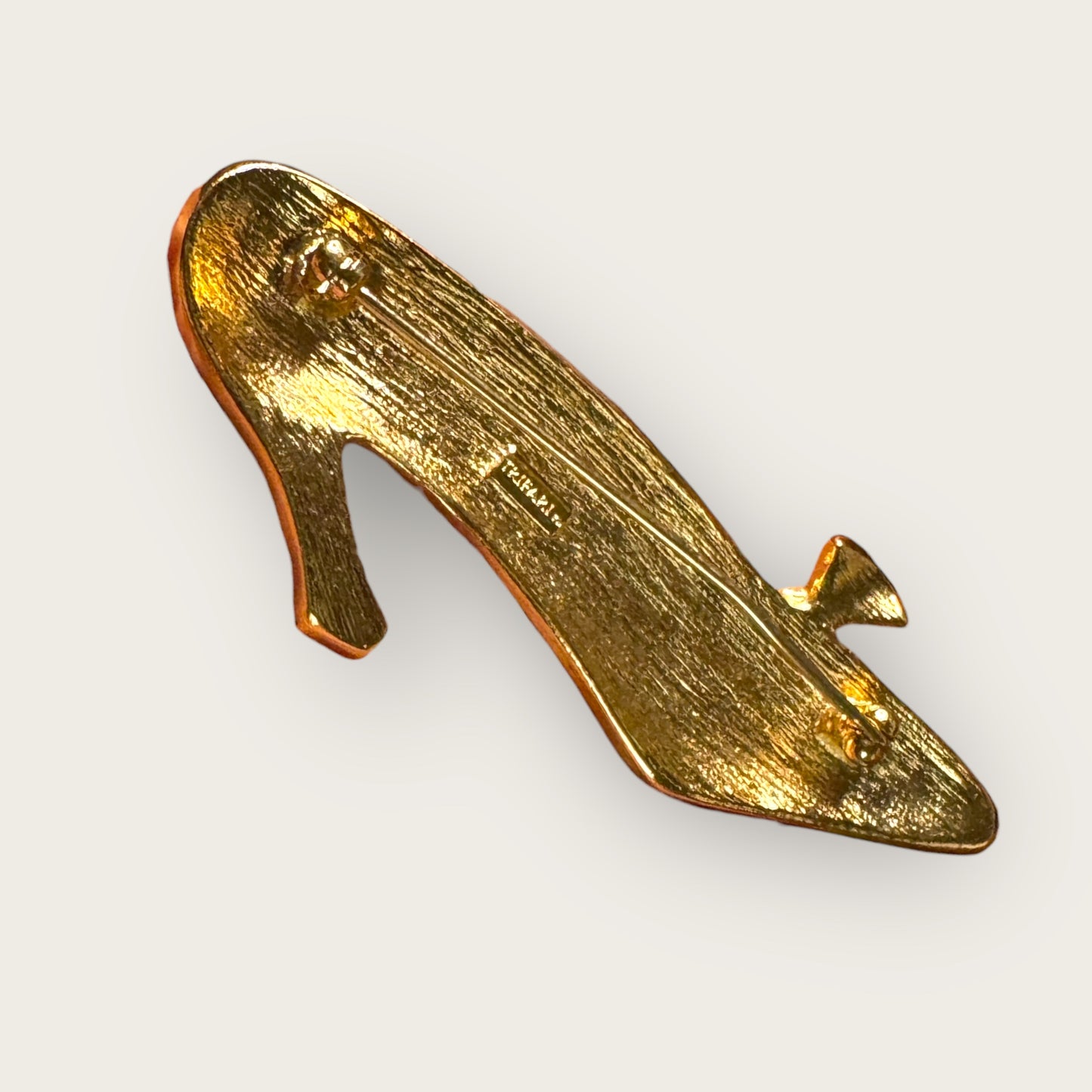 Vintage Trifari Cream & Navy Enamel High-Heel Shoe Brooch – Signed