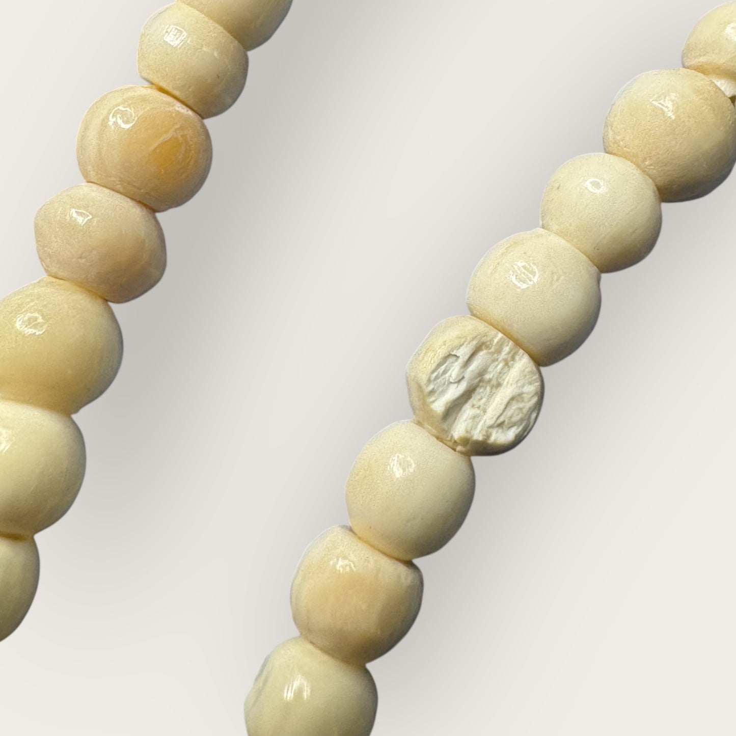 Hand-Carved Bone Rose Necklace – 1970s Artisan Floral Pendant & Beaded Strand