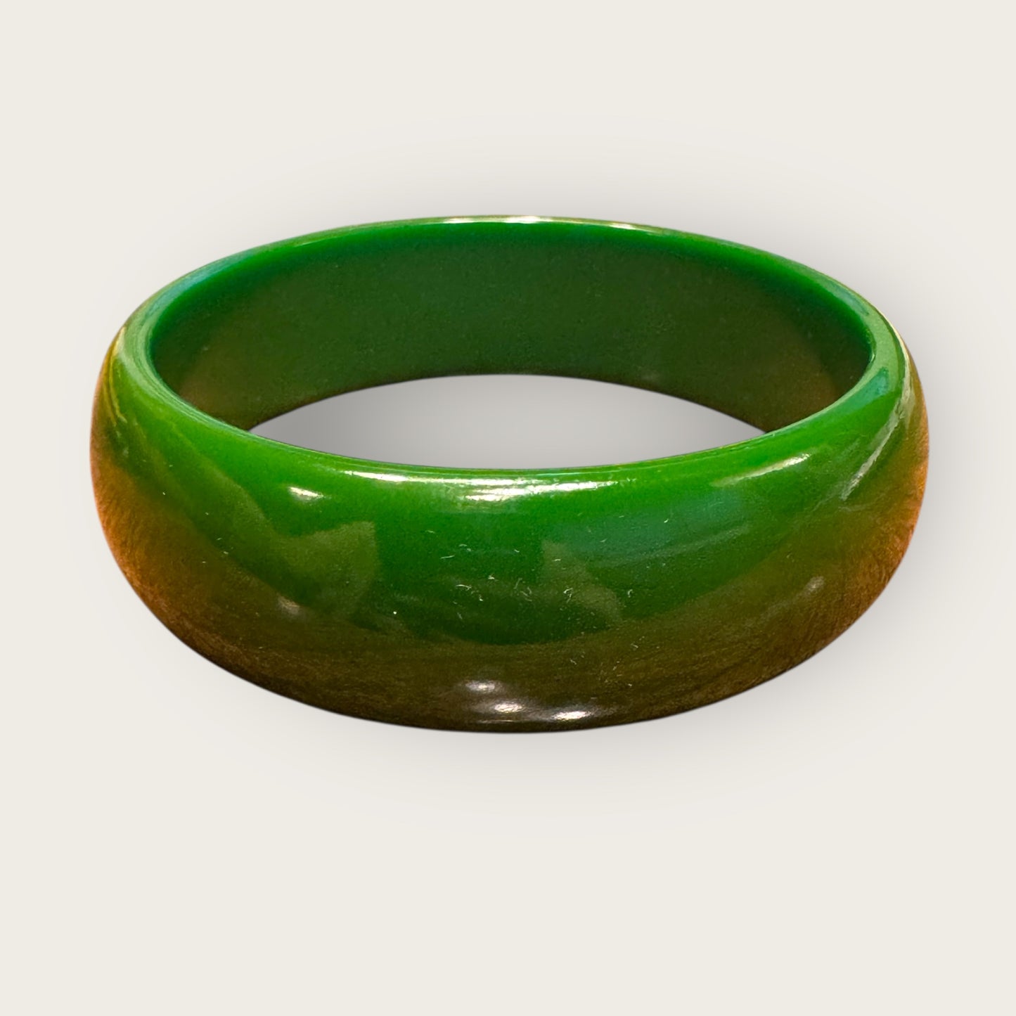 Vintage Authentic Bakelite Bangle – Deep Forest Green Marbled Catalin – 1930s–1940s Tested