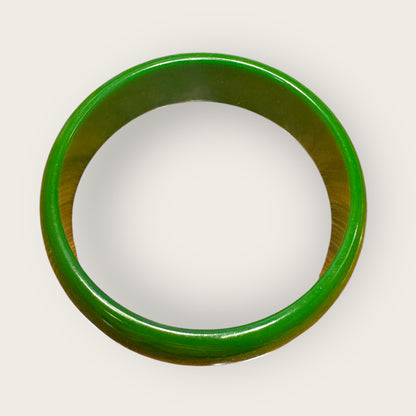 Vintage Authentic Bakelite Bangle – Deep Forest Green Marbled Catalin – 1930s–1940s Tested