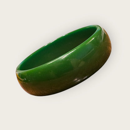 Vintage Authentic Bakelite Bangle – Deep Forest Green Marbled Catalin – 1930s–1940s Tested