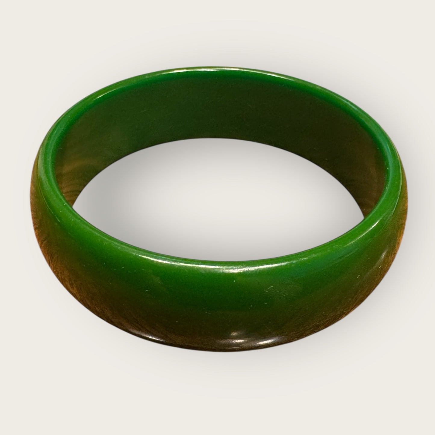 Vintage Authentic Bakelite Bangle – Deep Forest Green Marbled Catalin – 1930s–1940s Tested
