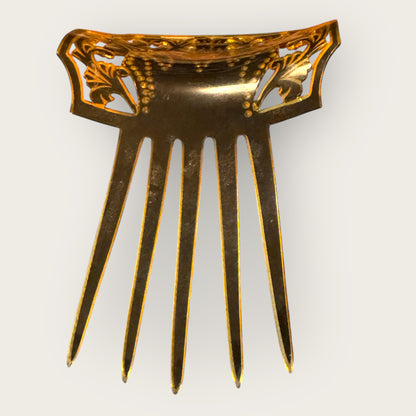 Antique Art Nouveau Celluloid Hair Comb with Pink Rhinestones – Early 1900s Ornamental Hair Accessory