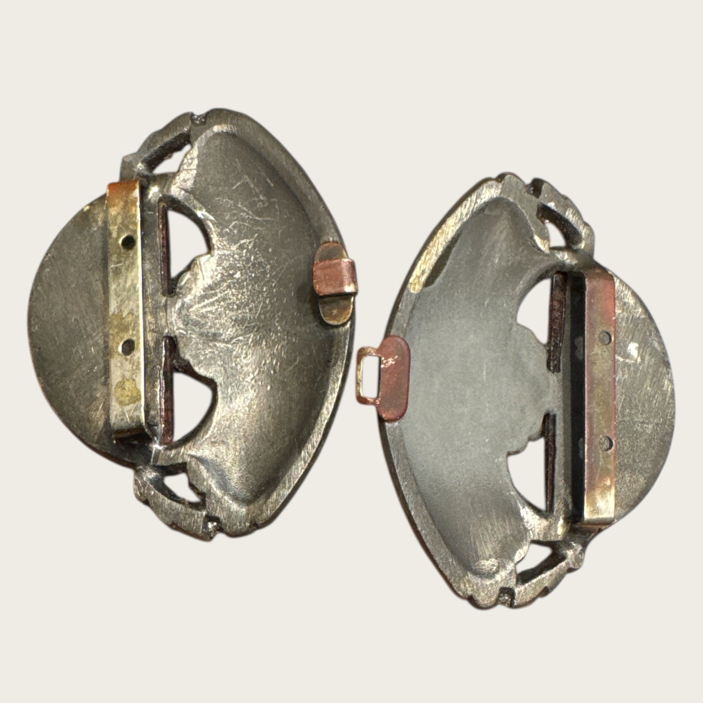 Antique Art Nouveau Glass Cabochon Floral Belt Buckle – Hand-Set Multi-Color Stones | Early 1900s Ornamental Accessory