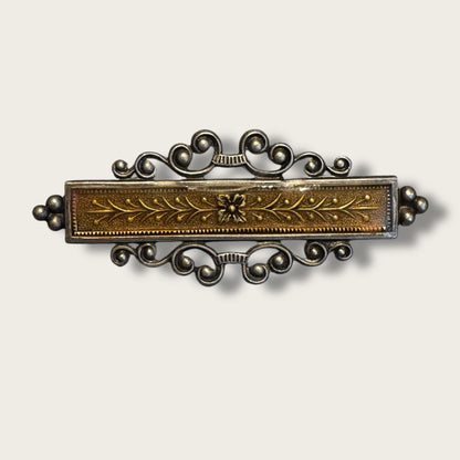 Antique Art Nouveau–Deco Transitional Bar Brooch with Trombone Clasp | 1910s–1920s