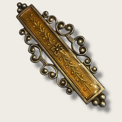 Antique Art Nouveau–Deco Transitional Bar Brooch with Trombone Clasp | 1910s–1920s