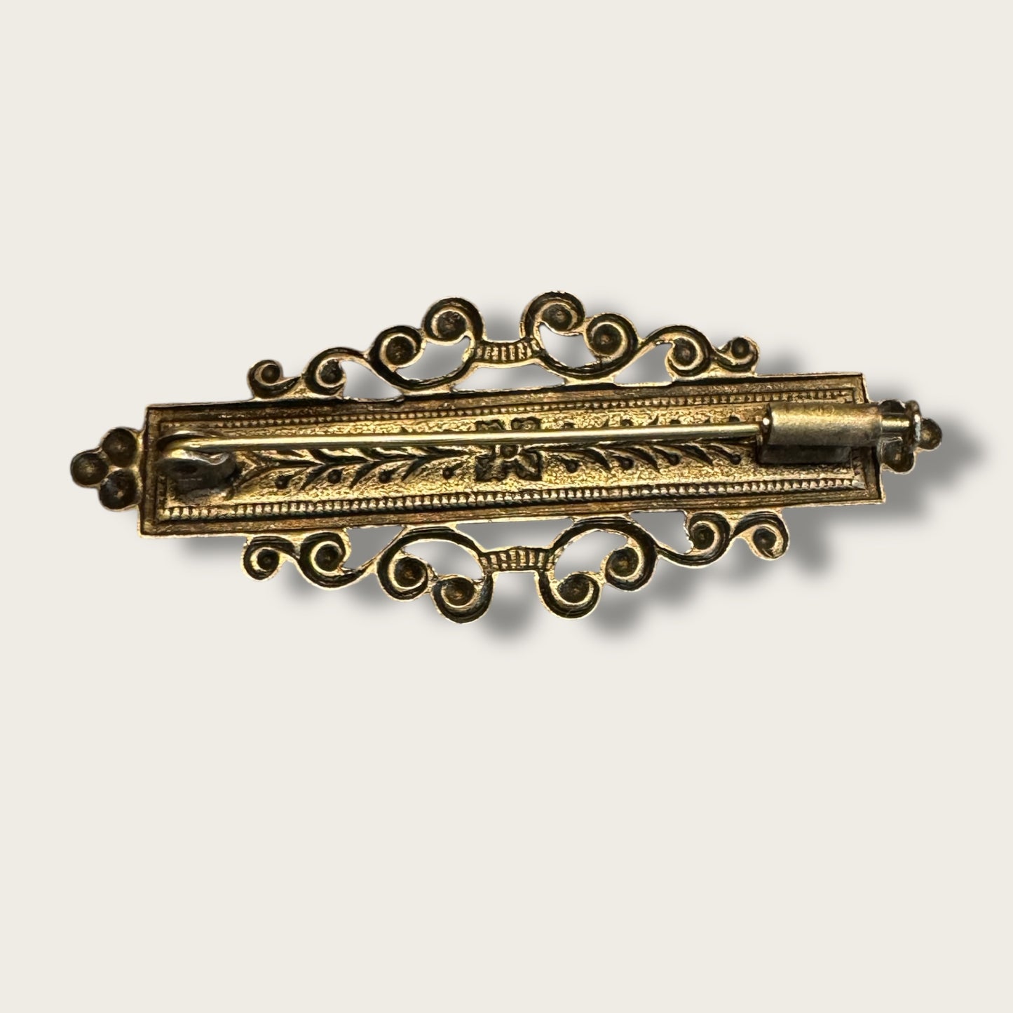 Antique Art Nouveau–Deco Transitional Bar Brooch with Trombone Clasp | 1910s–1920s