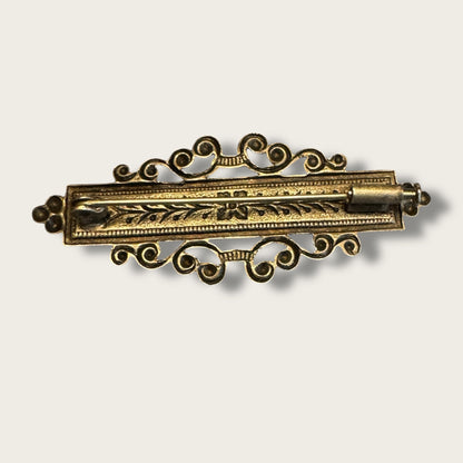 Antique Art Nouveau–Deco Transitional Bar Brooch with Trombone Clasp | 1910s–1920s