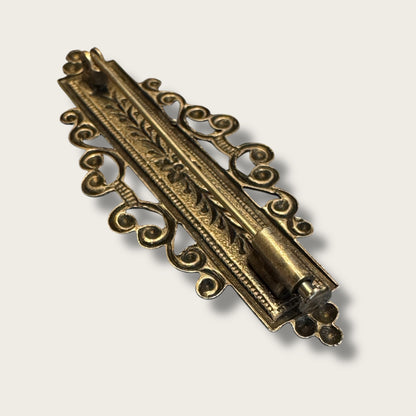 Antique Art Nouveau–Deco Transitional Bar Brooch with Trombone Clasp | 1910s–1920s