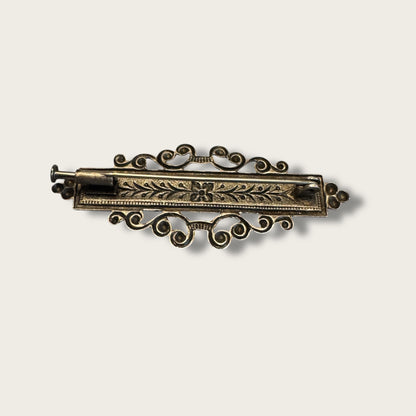 Antique Art Nouveau–Deco Transitional Bar Brooch with Trombone Clasp | 1910s–1920s