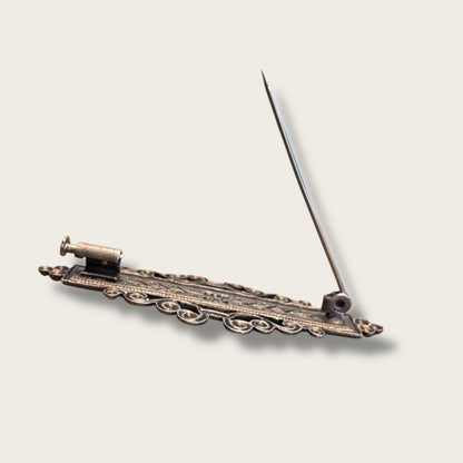 Antique Art Nouveau–Deco Transitional Bar Brooch with Trombone Clasp | 1910s–1920s