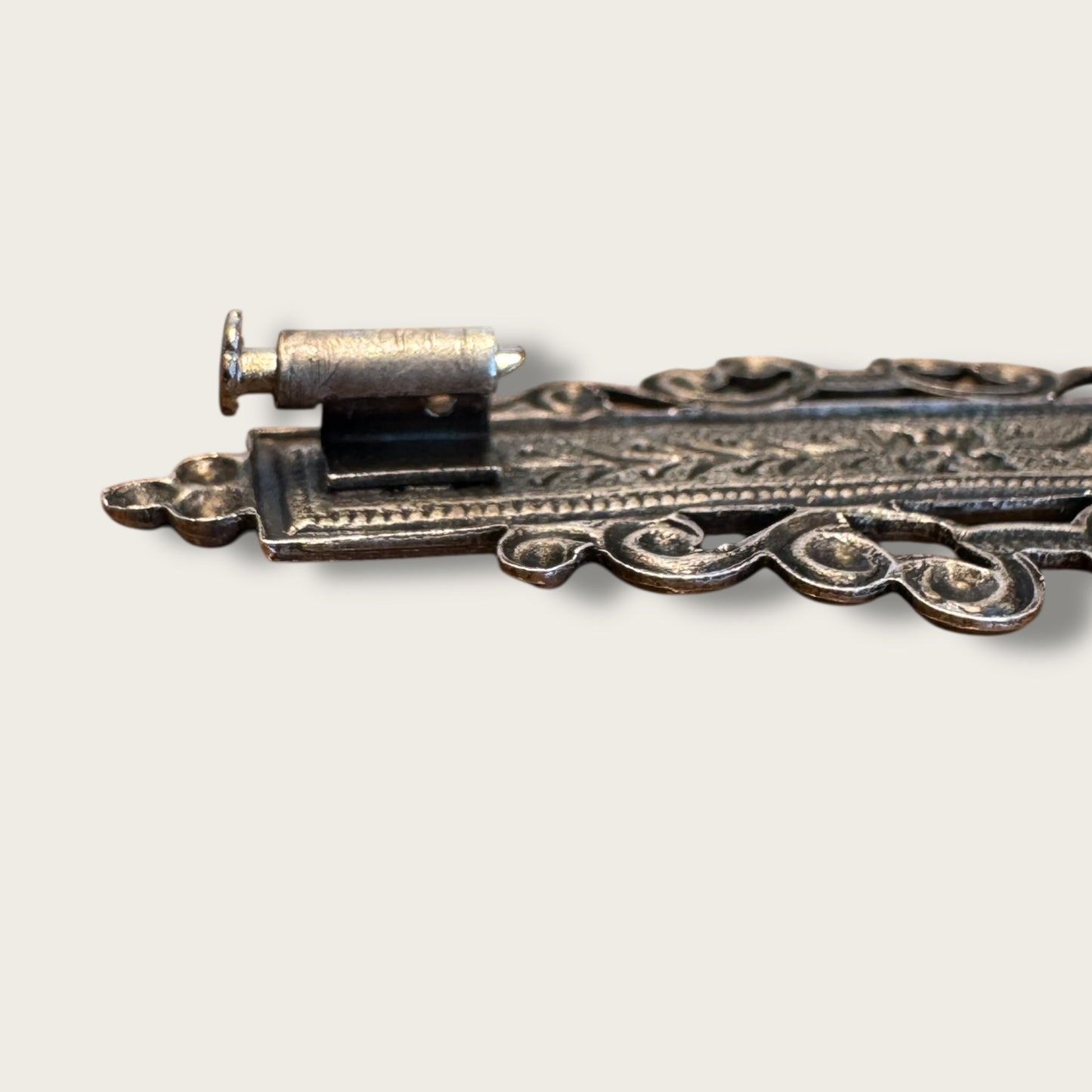 Antique Art Nouveau–Deco Transitional Bar Brooch with Trombone Clasp | 1910s–1920s