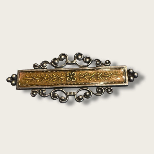 Antique Art Nouveau–Deco Transitional Bar Brooch with Trombone Clasp | 1910s–1920s