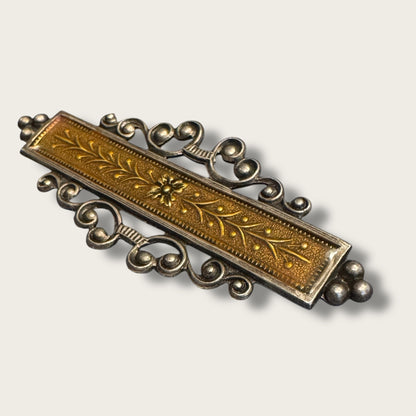 Antique Art Nouveau–Deco Transitional Bar Brooch with Trombone Clasp | 1910s–1920s