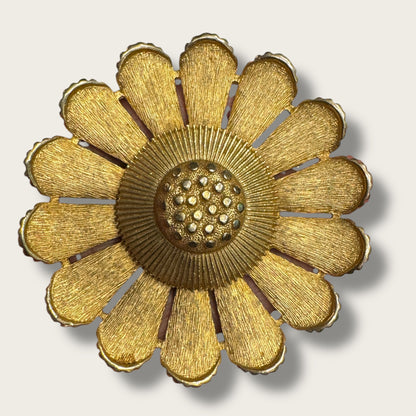 Vintage Sarah Coventry Gilded Floral Brooch – Large 3” Statement