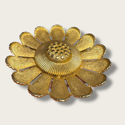 Vintage Sarah Coventry Gilded Floral Brooch – Large 3” Statement