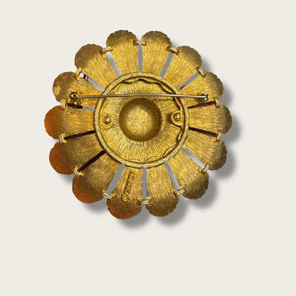 Vintage Sarah Coventry Gilded Floral Brooch – Large 3” Statement
