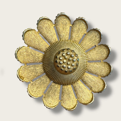 Vintage Sarah Coventry Gilded Floral Brooch – Large 3” Statement