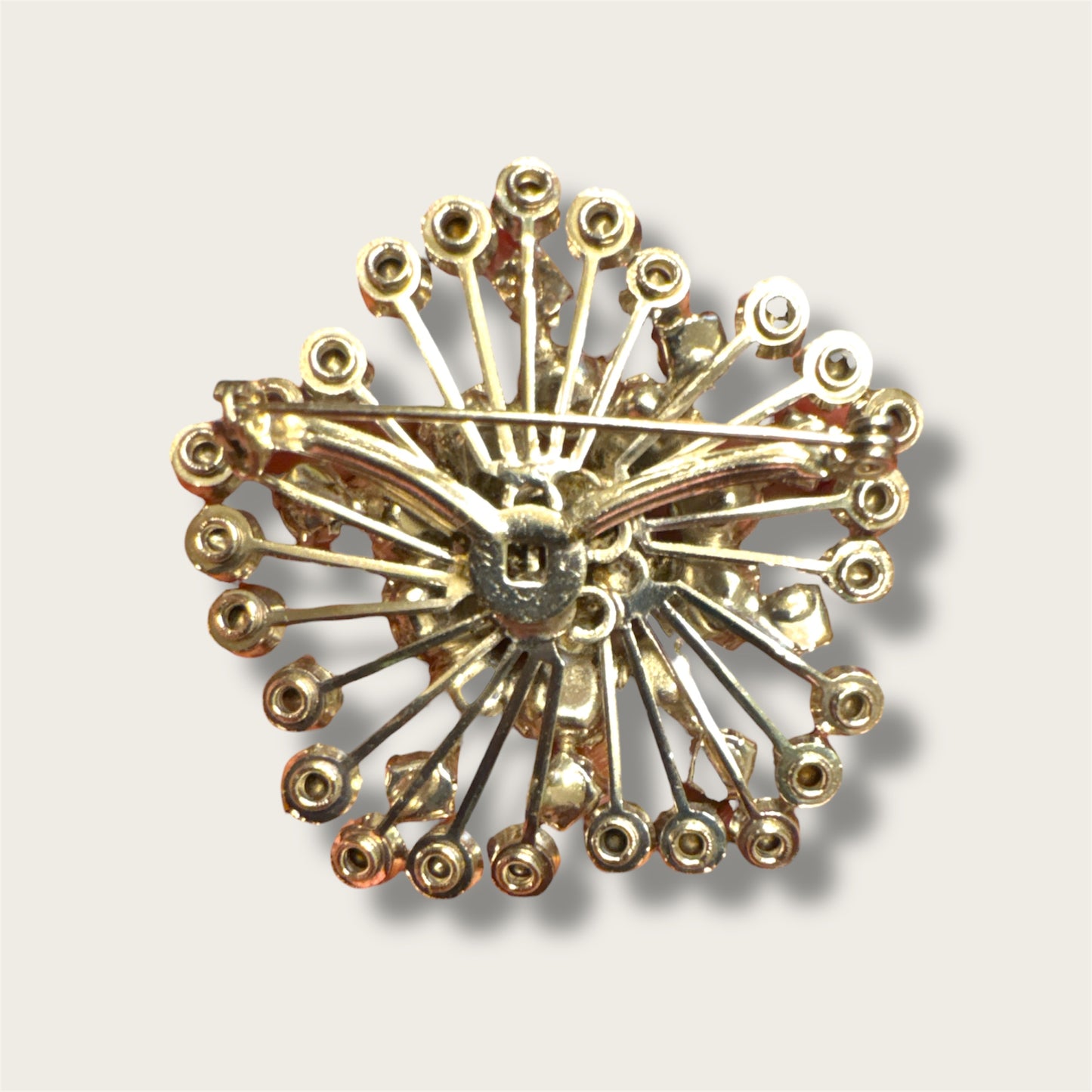 Vintage Mid-Century Icy Blue Starburst Rhinestone Brooch