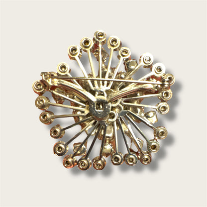 Vintage Mid-Century Icy Blue Starburst Rhinestone Brooch