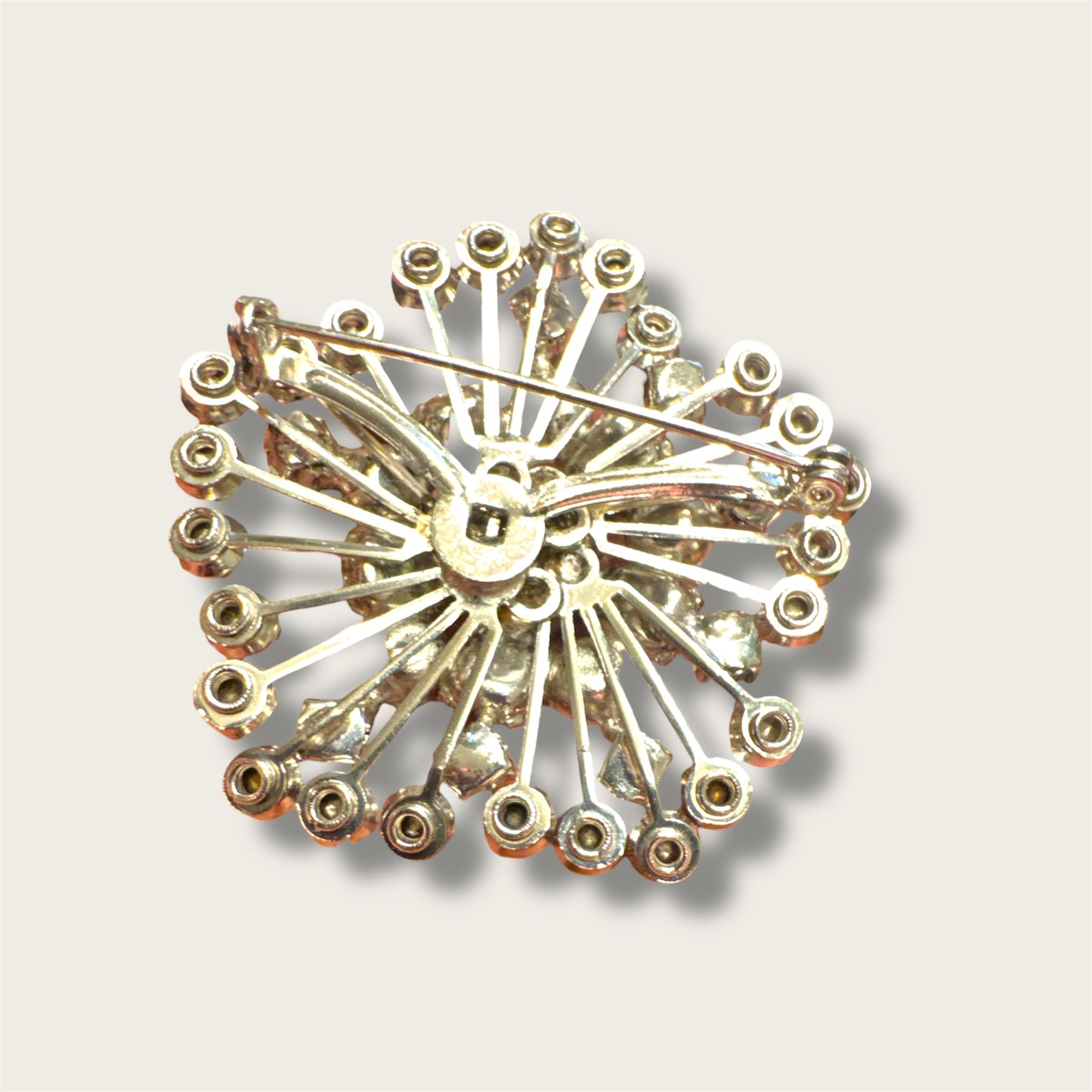 Vintage Mid-Century Icy Blue Starburst Rhinestone Brooch
