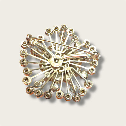 Vintage Mid-Century Icy Blue Starburst Rhinestone Brooch