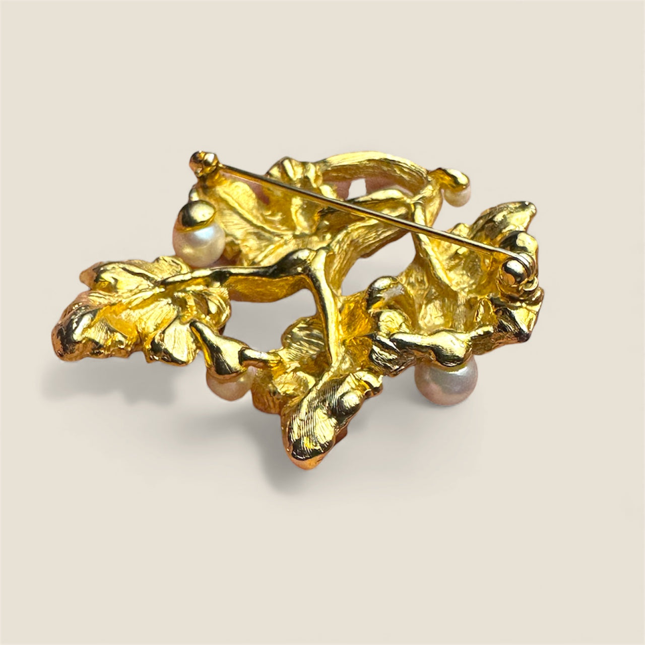 Vintage Mid-Century Gemstone & Pearl Branch Brooch – Unsigned Artisan, Swoboda-Style