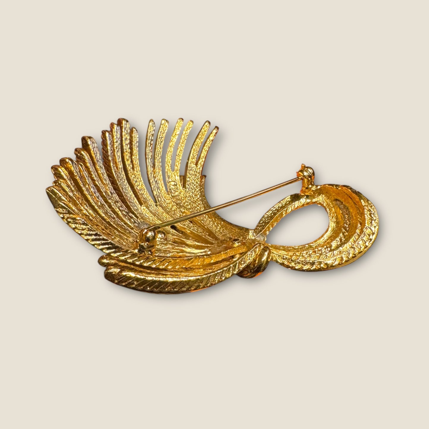 Vintage Monet Gold Ribbon Spray Brooch, Circa 1965 — Documented Book Piece