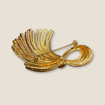 Vintage Monet Gold Ribbon Spray Brooch, Circa 1965 — Documented Book Piece