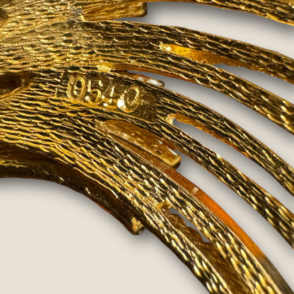 Vintage Monet Gold Ribbon Spray Brooch, Circa 1965 — Documented Book Piece