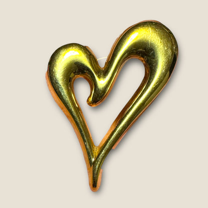 Vintage Monet Book Piece Freeform Heart Brooch – Gold-Tone Sculptural Pin | Circa 1970s