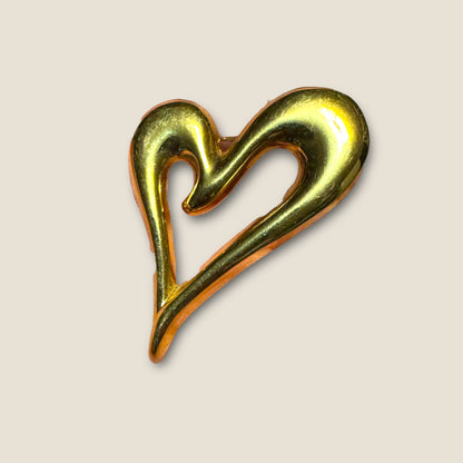 Vintage Monet Book Piece Freeform Heart Brooch – Gold-Tone Sculptural Pin | Circa 1970s