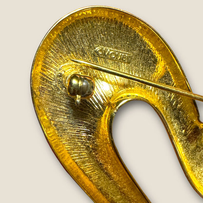 Vintage Monet Book Piece Freeform Heart Brooch – Gold-Tone Sculptural Pin | Circa 1970s
