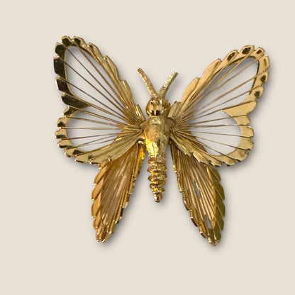 Vintage Monet Gold Wire Butterfly Brooch — Documented Book Piece