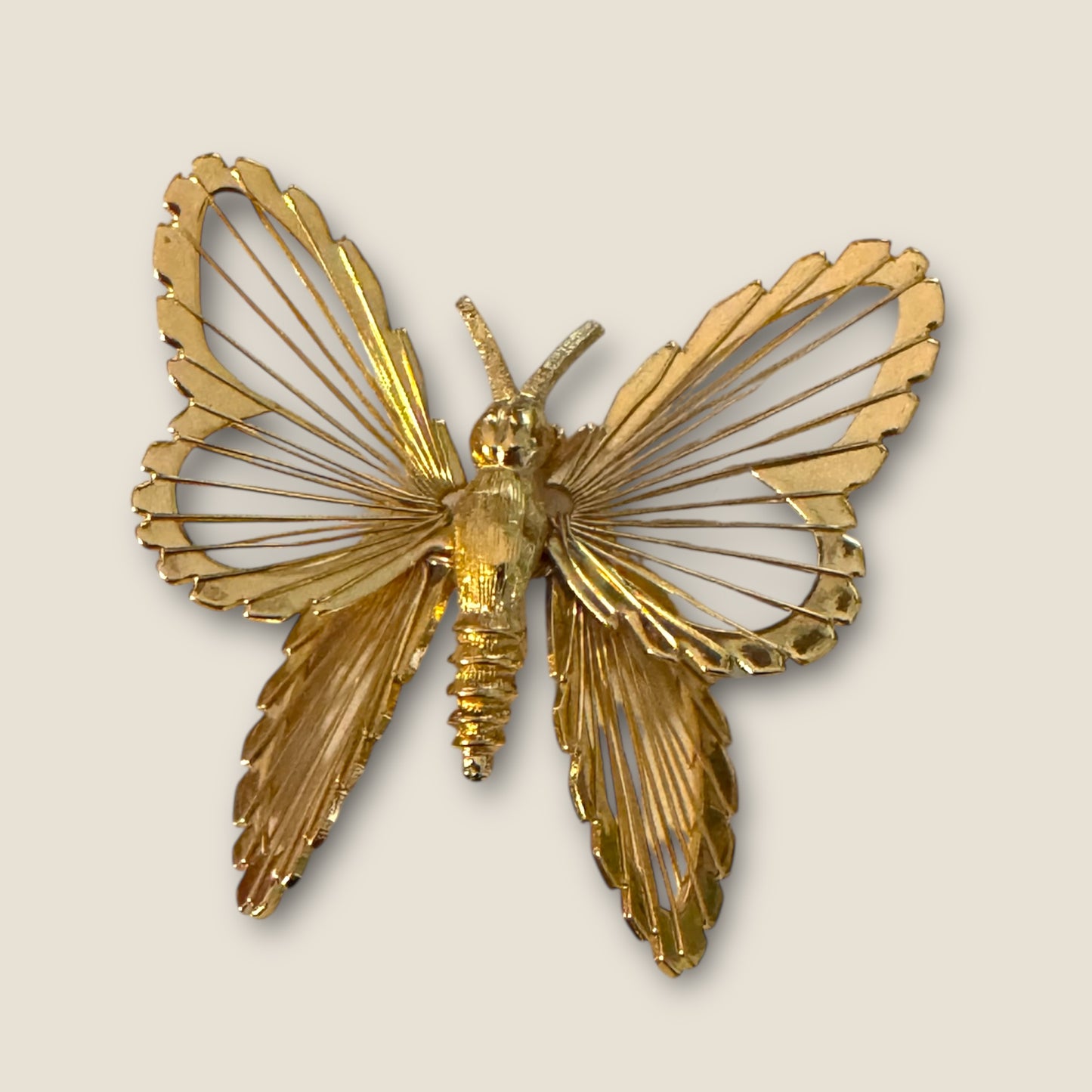 Vintage Monet Gold Wire Butterfly Brooch — Documented Book Piece